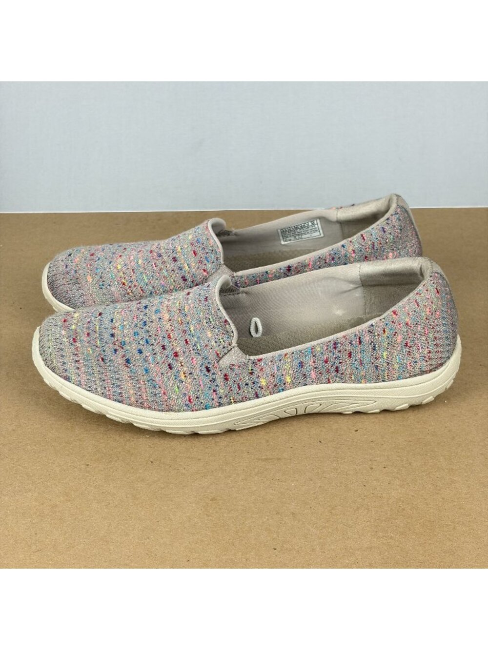Skechers Reggae Fest Wicker Flats Womens 9.5 Taupe Multicolor Slip On Relaxed